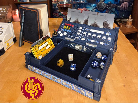 Daggerheart™ Compatible Custom Player Tracker Board – 3D Printed Station for TTRPG with Dice Tray, Token Slots, Card Holder & Storage