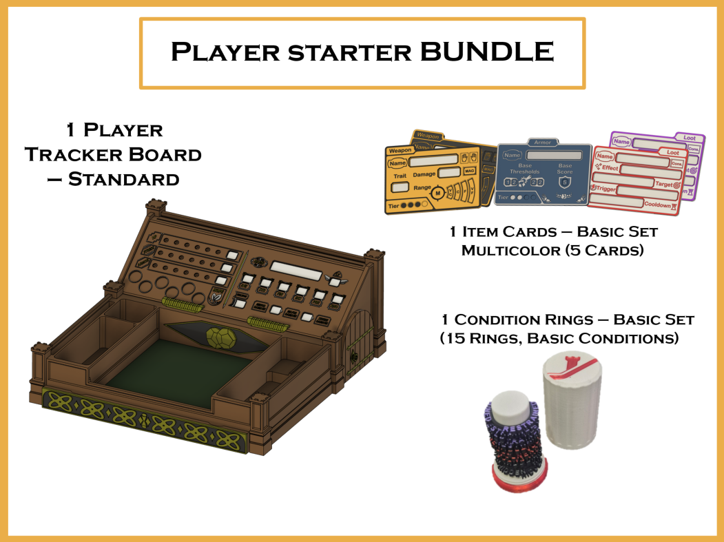 Daggerheart™ Compatible Accessory Bundles | Tracker Board, Condition Rings, Item Cards, Hexagonal Displays